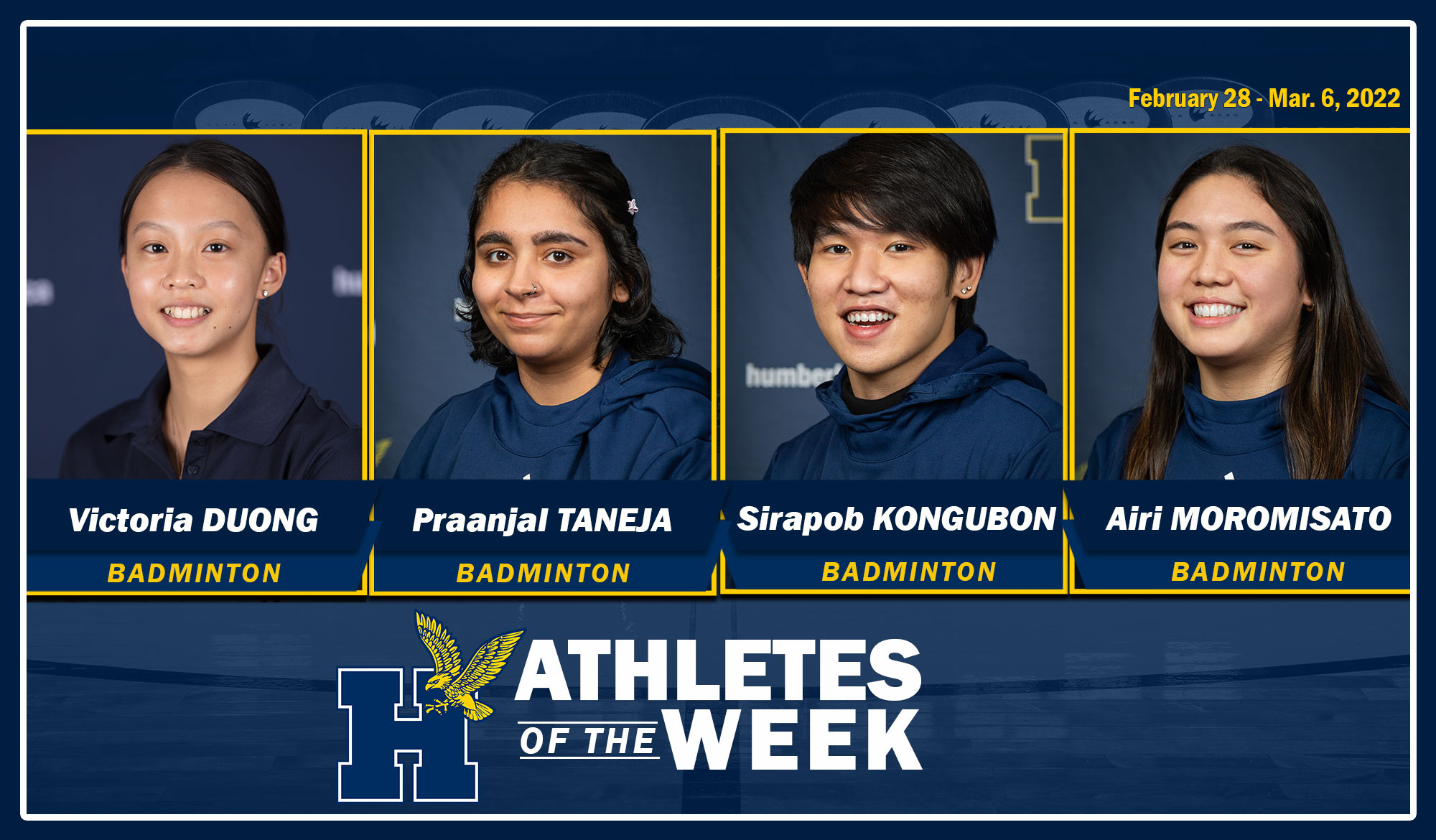 Humber athletes of week headshots