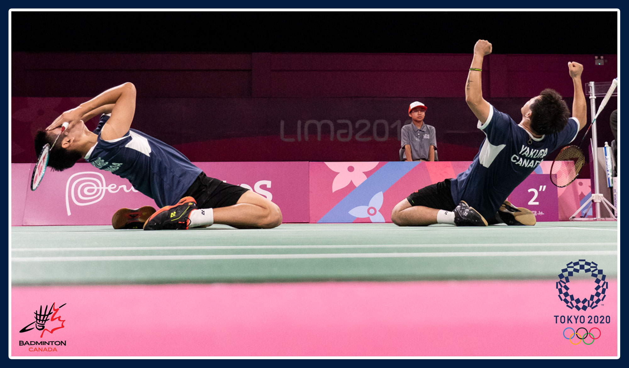 Yakura and his partner celebrate their gold medal in Lima