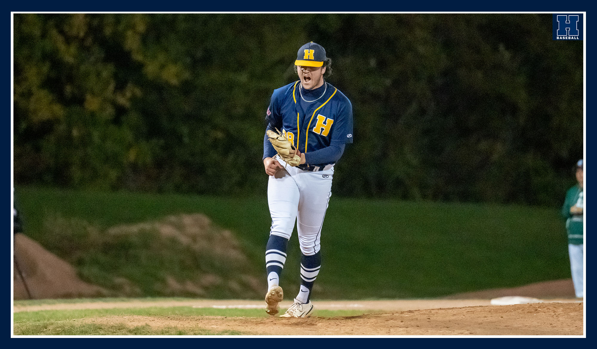 Deans celebrating his record-setting strikeout