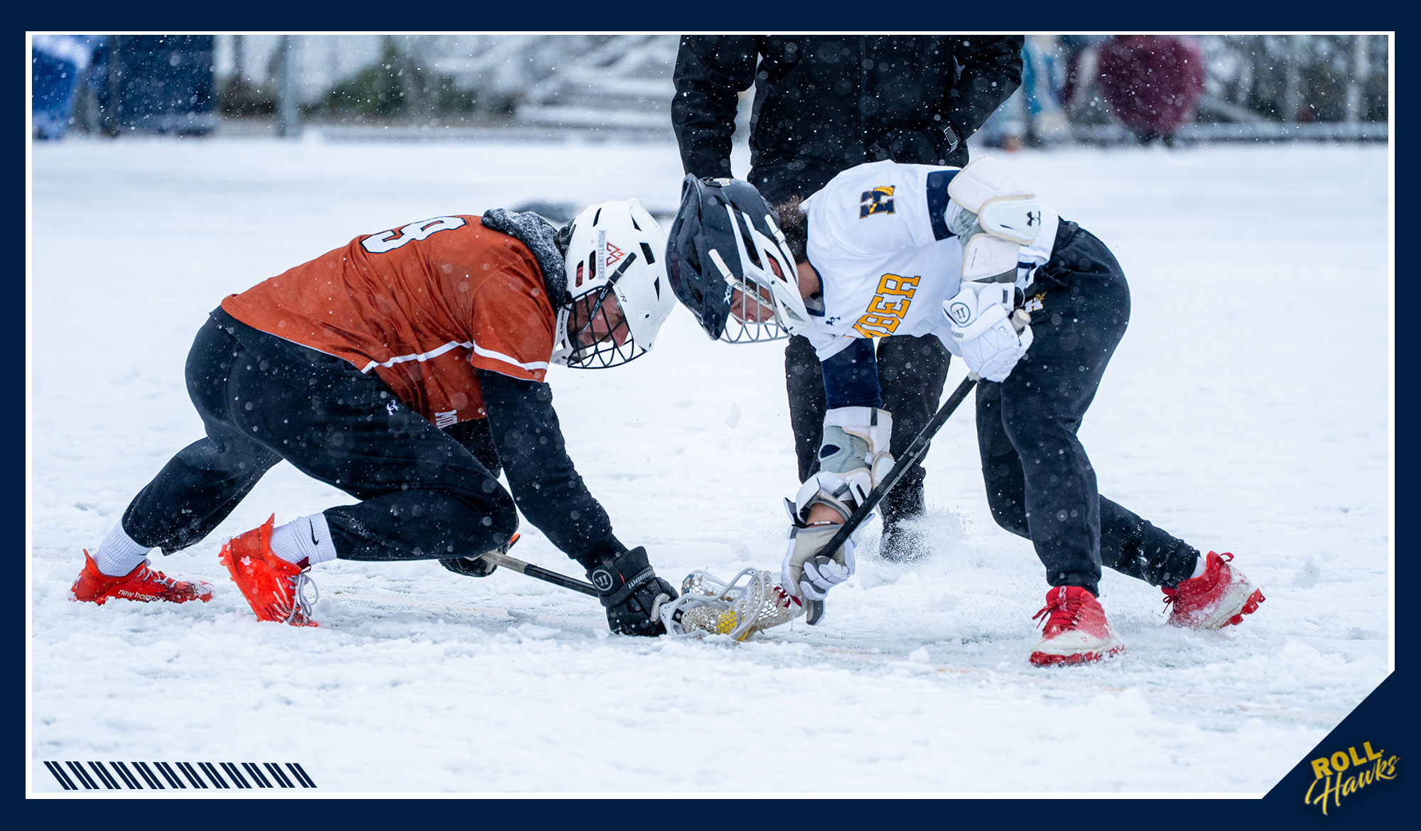 Two players lining up for a face off