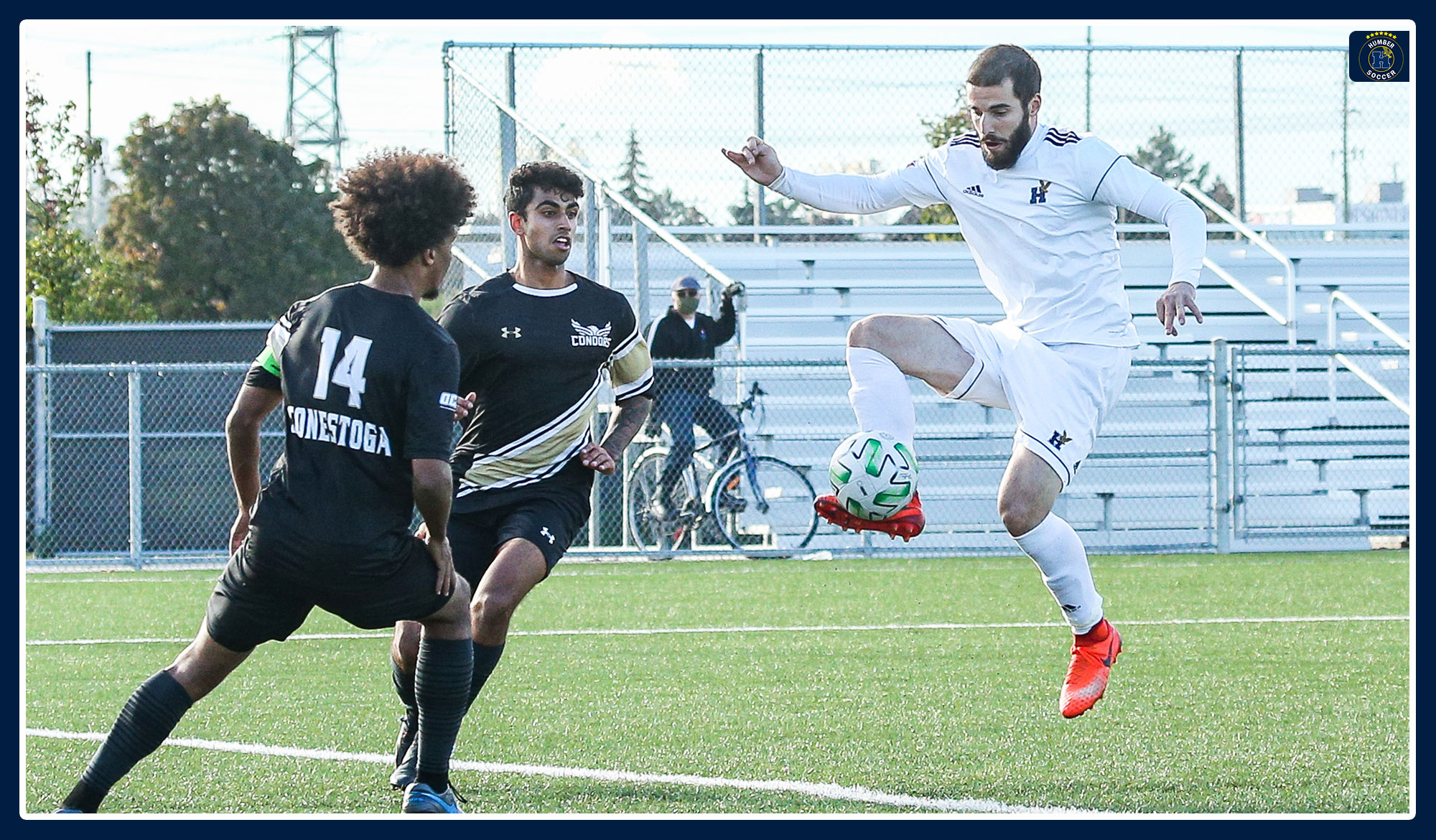 Marcos Nunes corralling a pass against Conestoga