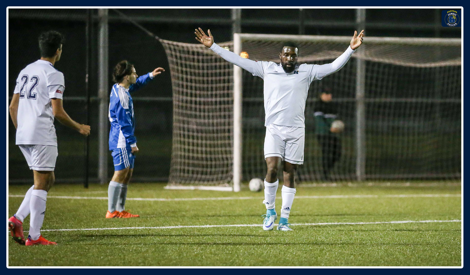 Leaford Allen celebrates his assist against George Brown