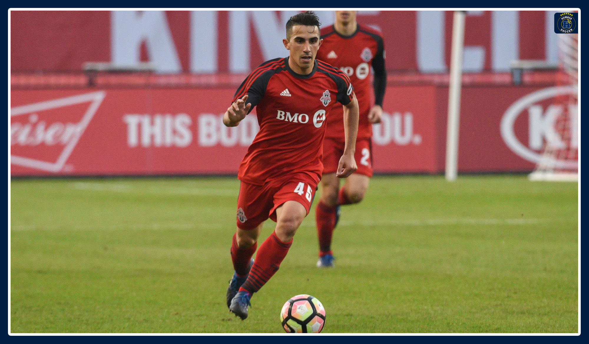 Luca Uccello bringing the ball up in a match for TFC II