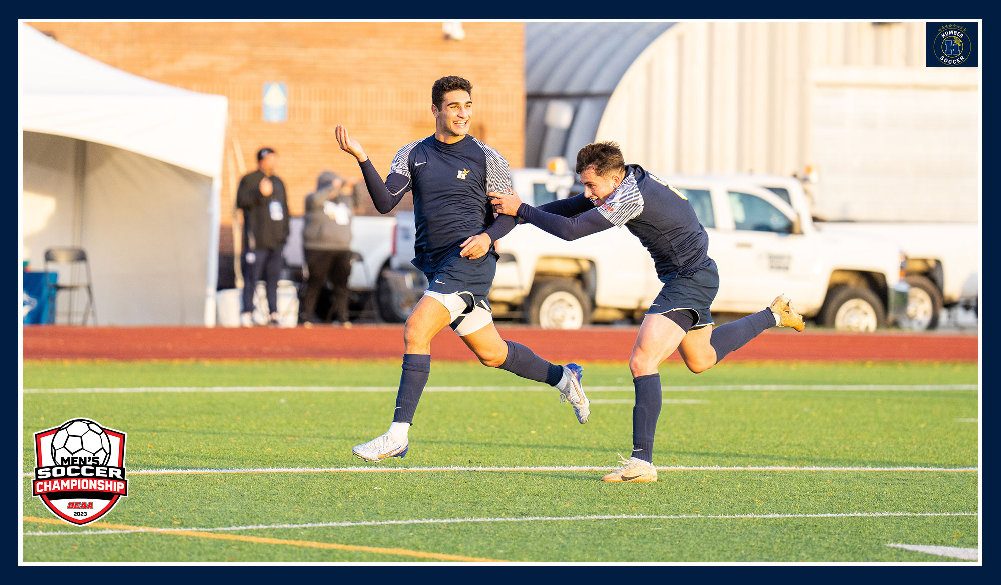 Santino and Noah celebrating an overtime tally