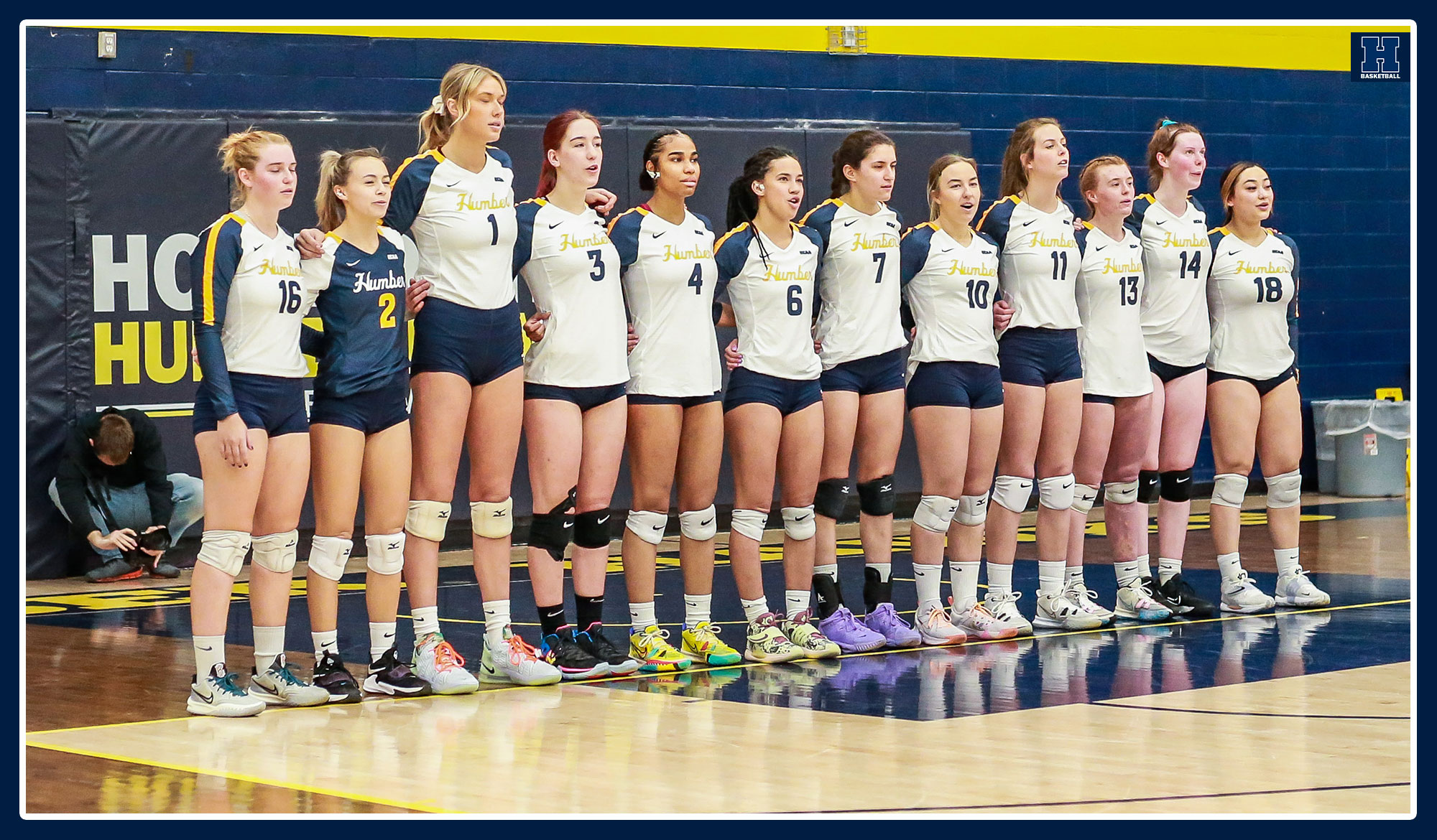 Team lined up for the national anthem