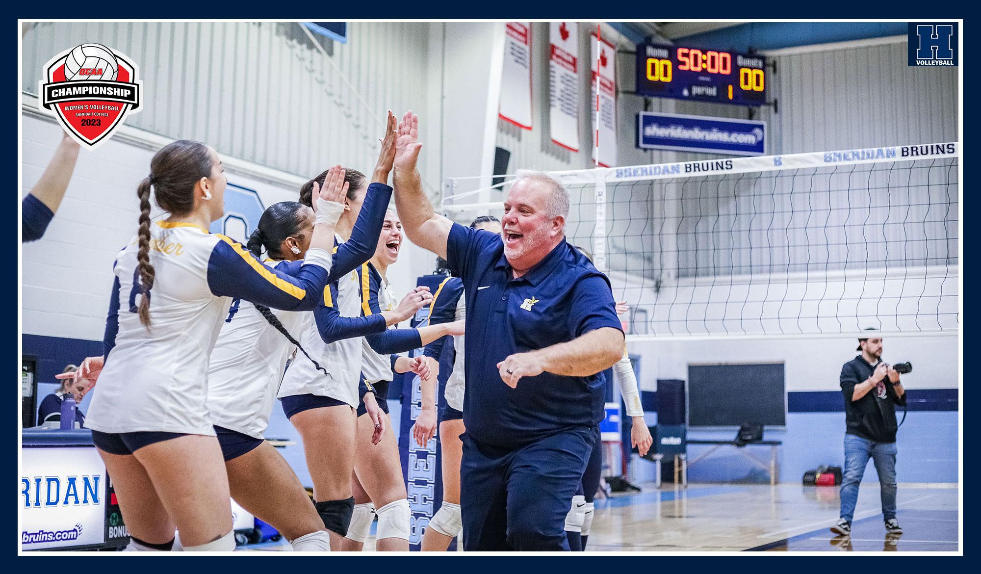 Coach Wilkins high fiving the team after win