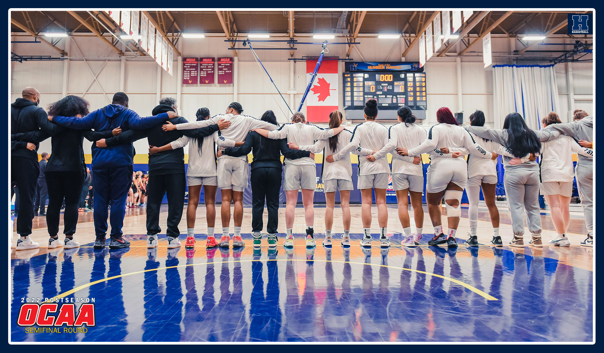 Team lineup for national anthem