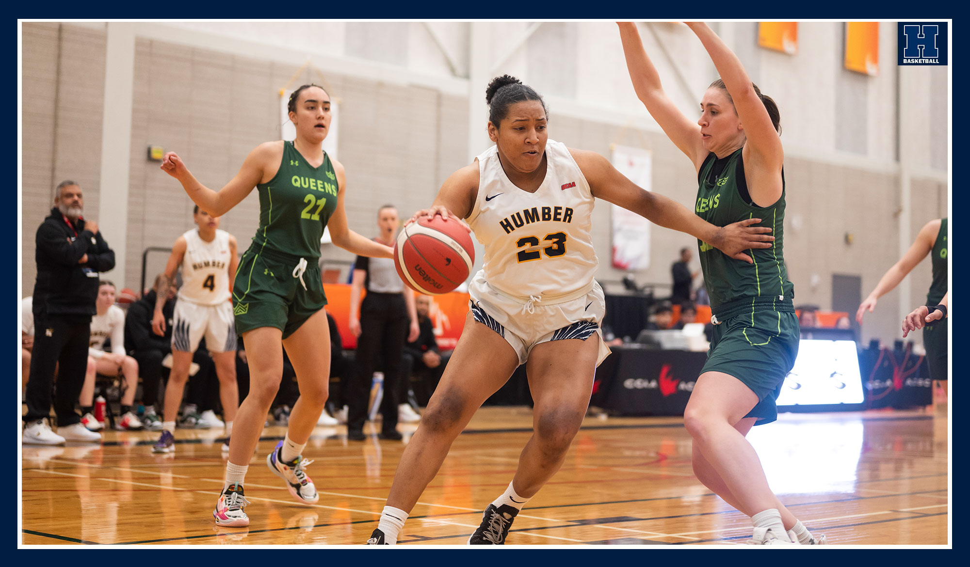 Kayah Clarke backing down a defender