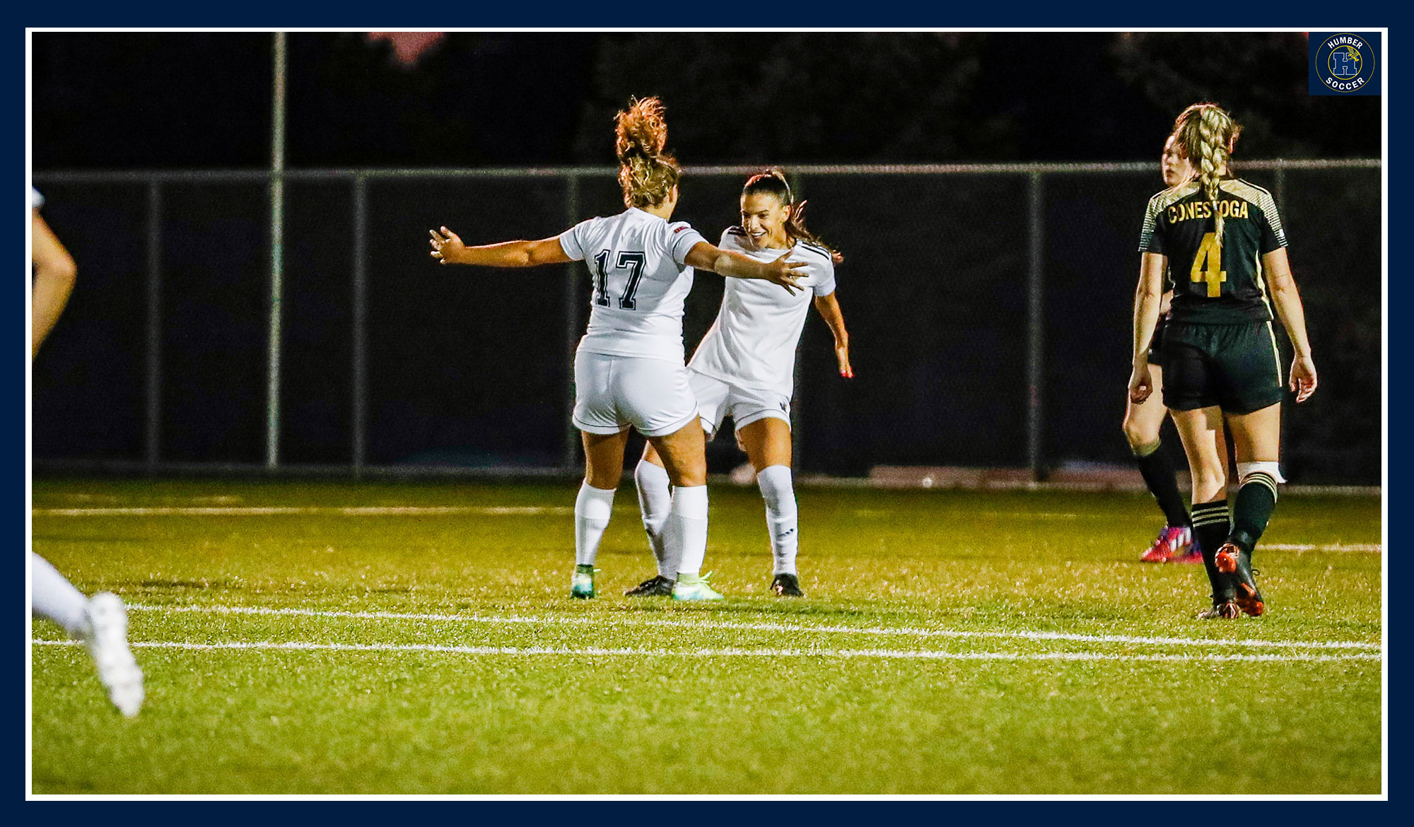 Russell celebrating her hat trick