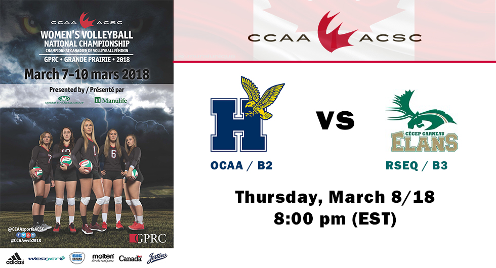HAWKS OPEN 2018 CCAA NATIONALS ON THURSDAY VS GARNEAU (QC)