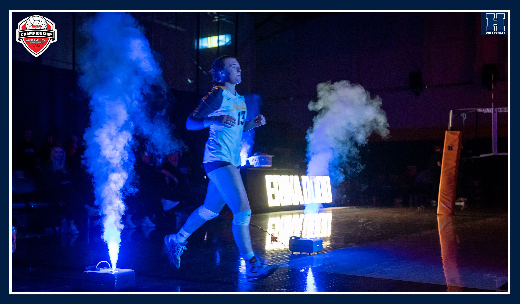 Erika Dodd during pre-game introductions