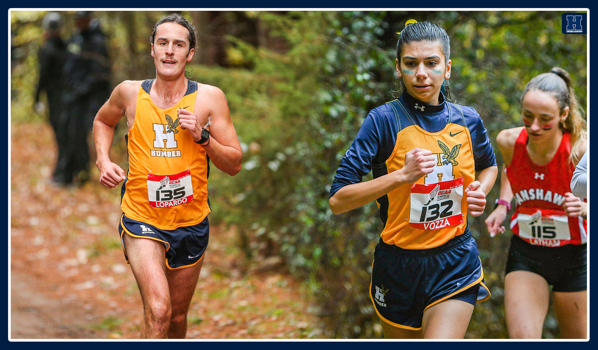 Vozza and Umberto running through the trails